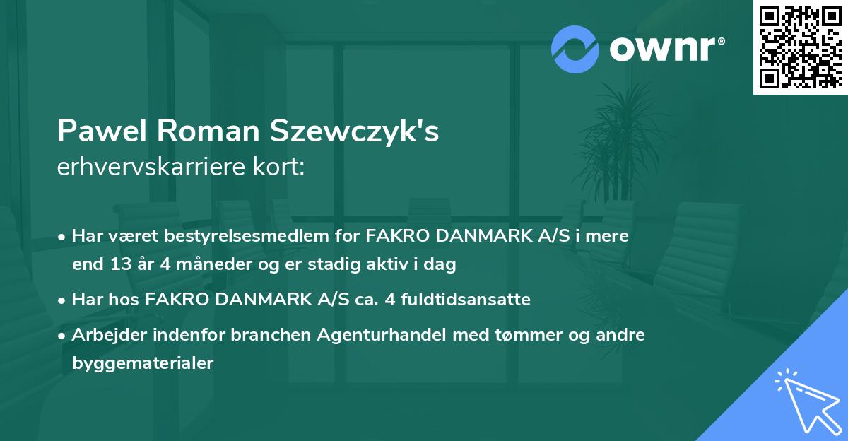 Pawel Roman Szewczyk's erhvervskarriere kort