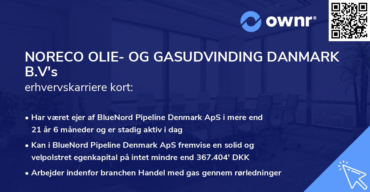 NORECO OLIE- OG GASUDVINDING DANMARK B.V's erhvervskarriere kort