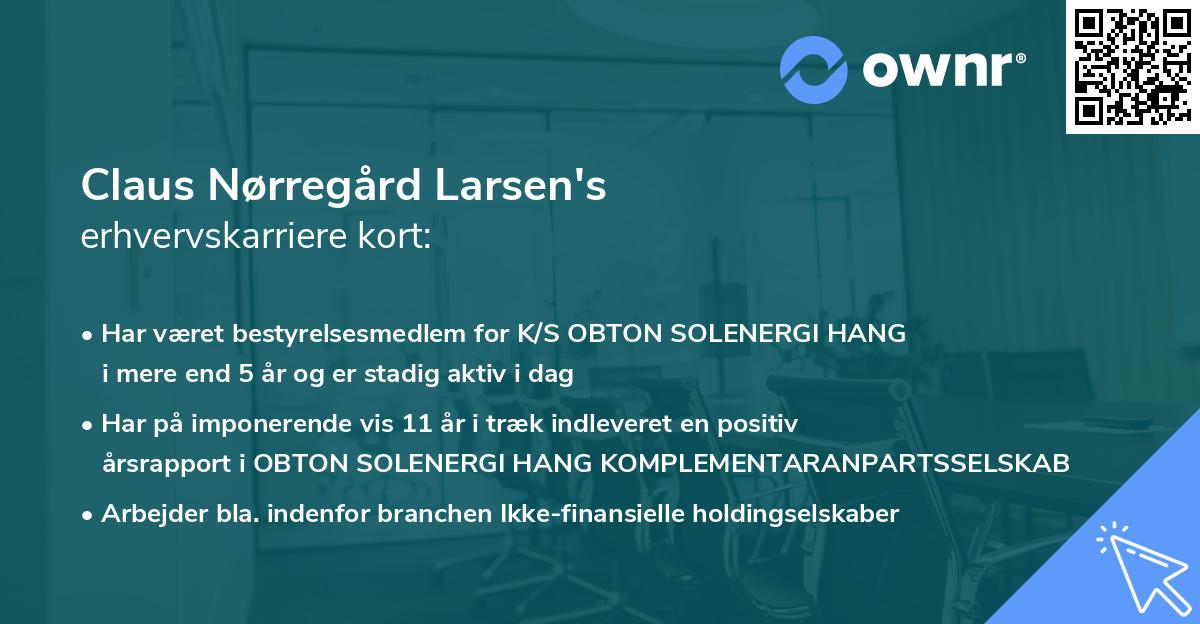 Claus Nørregård Larsen's erhvervskarriere kort