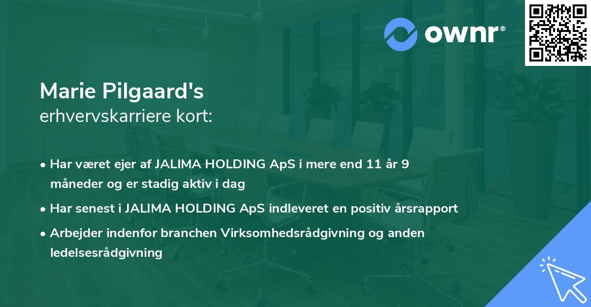 Marie Pilgaard's erhvervskarriere kort