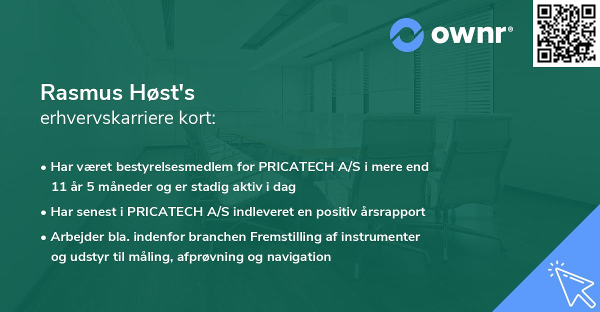 Rasmus Høst's erhvervskarriere kort