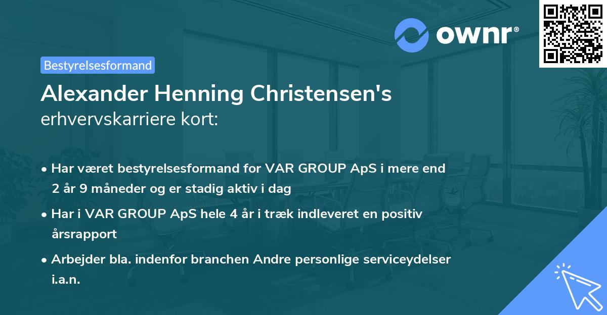 Alexander Henning Christensen's erhvervskarriere kort