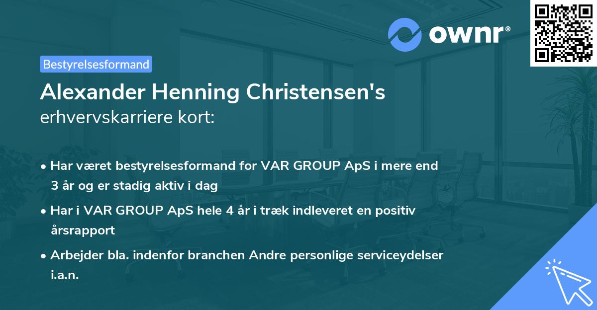 Alexander Henning Christensen's erhvervskarriere kort