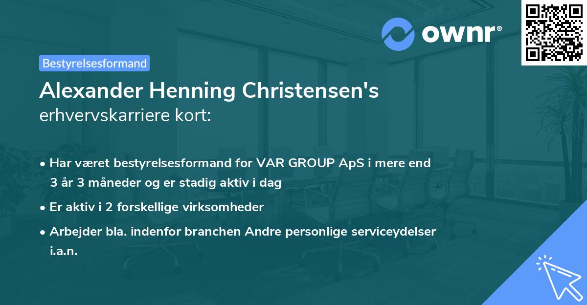 Alexander Henning Christensen's erhvervskarriere kort