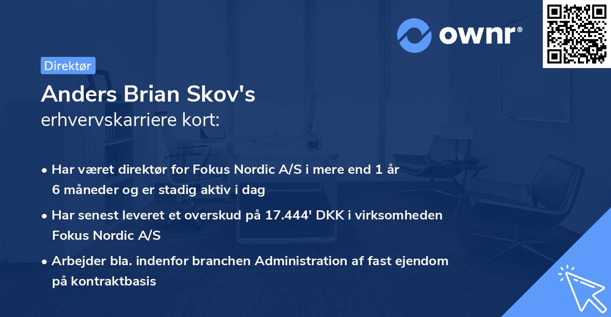 Anders Brian Skov's erhvervskarriere kort