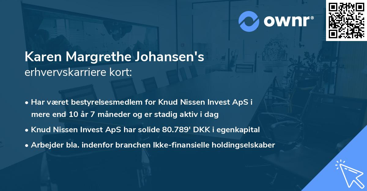 Karen Margrethe Johansen's erhvervskarriere kort