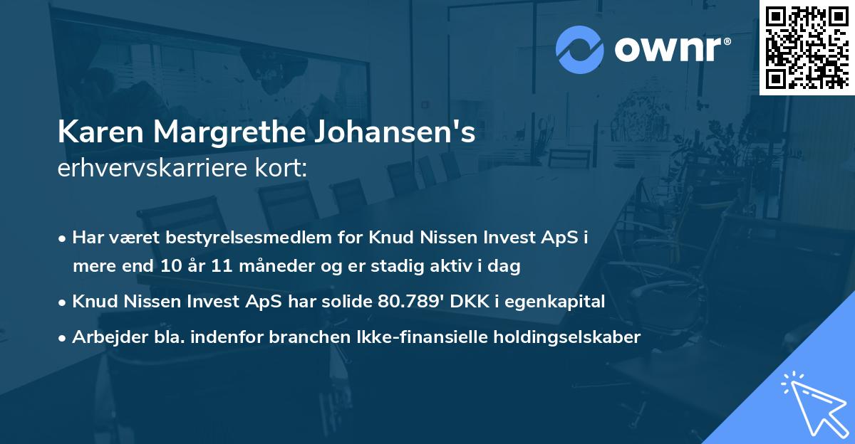 Karen Margrethe Johansen's erhvervskarriere kort