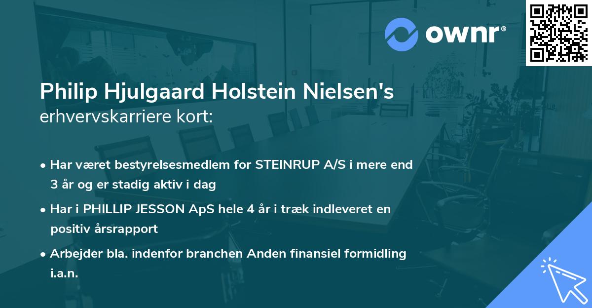 Philip Hjulgaard Holstein Nielsen's erhvervskarriere kort