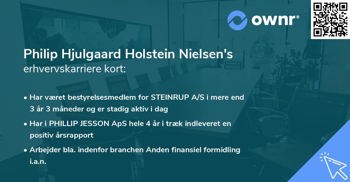 Philip Hjulgaard Holstein Nielsen's erhvervskarriere kort