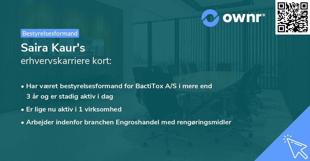 Saira Kaur's erhvervskarriere kort