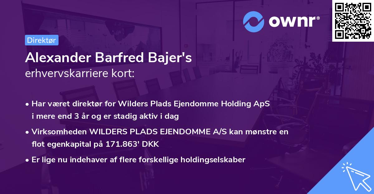 Alexander Barfred Bajer's erhvervskarriere kort