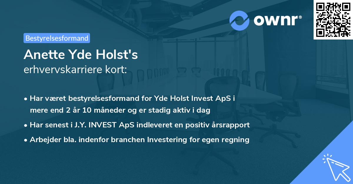 Anette Yde Holst's erhvervskarriere kort