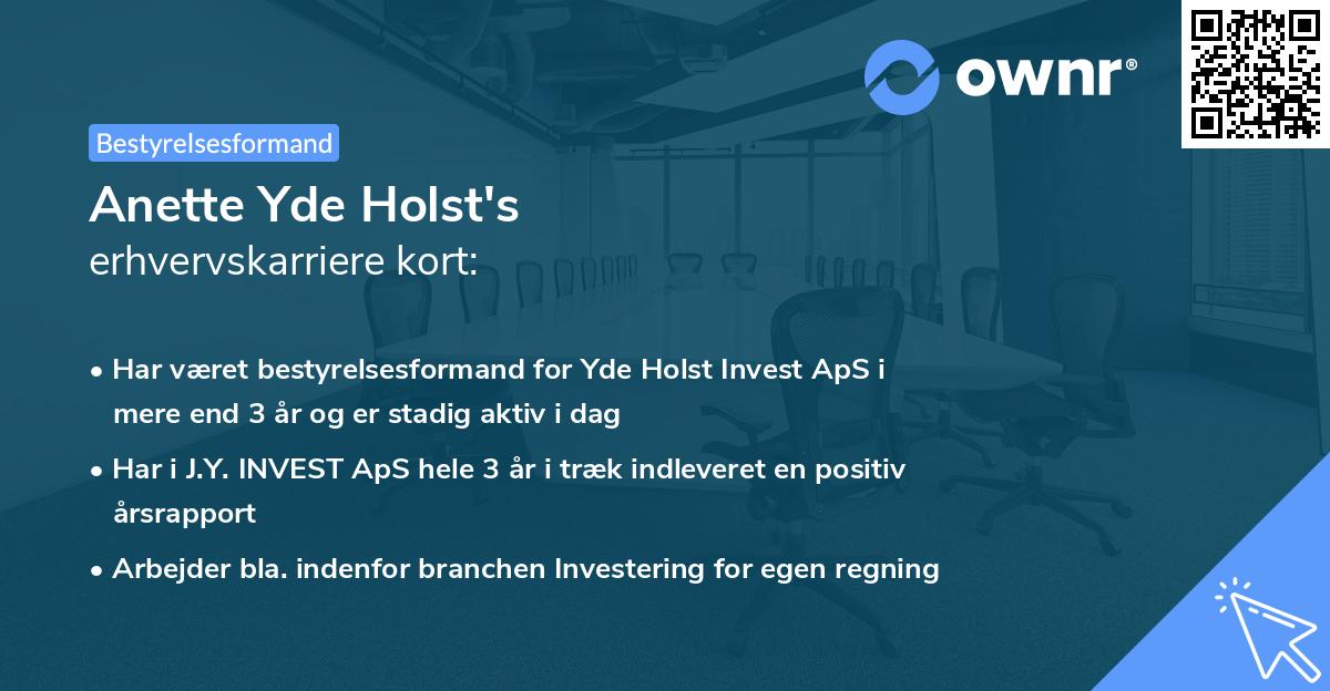 Anette Yde Holst's erhvervskarriere kort