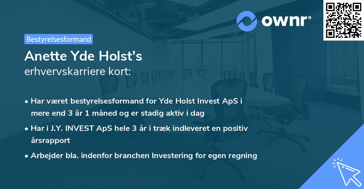 Anette Yde Holst's erhvervskarriere kort