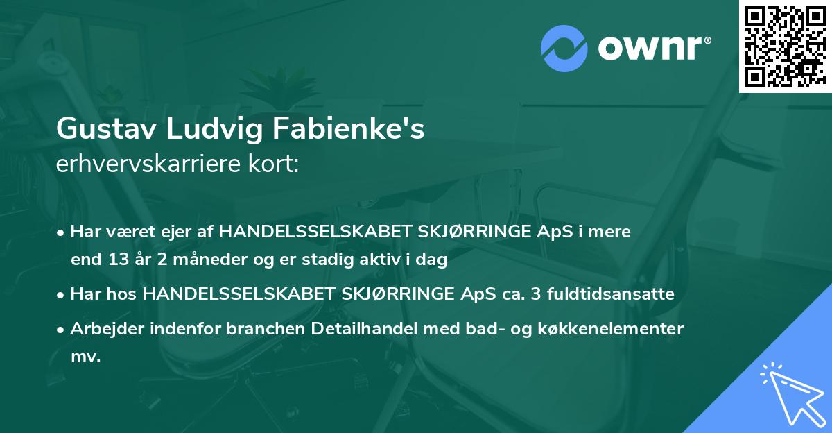 Gustav Ludvig Fabienke's erhvervskarriere kort