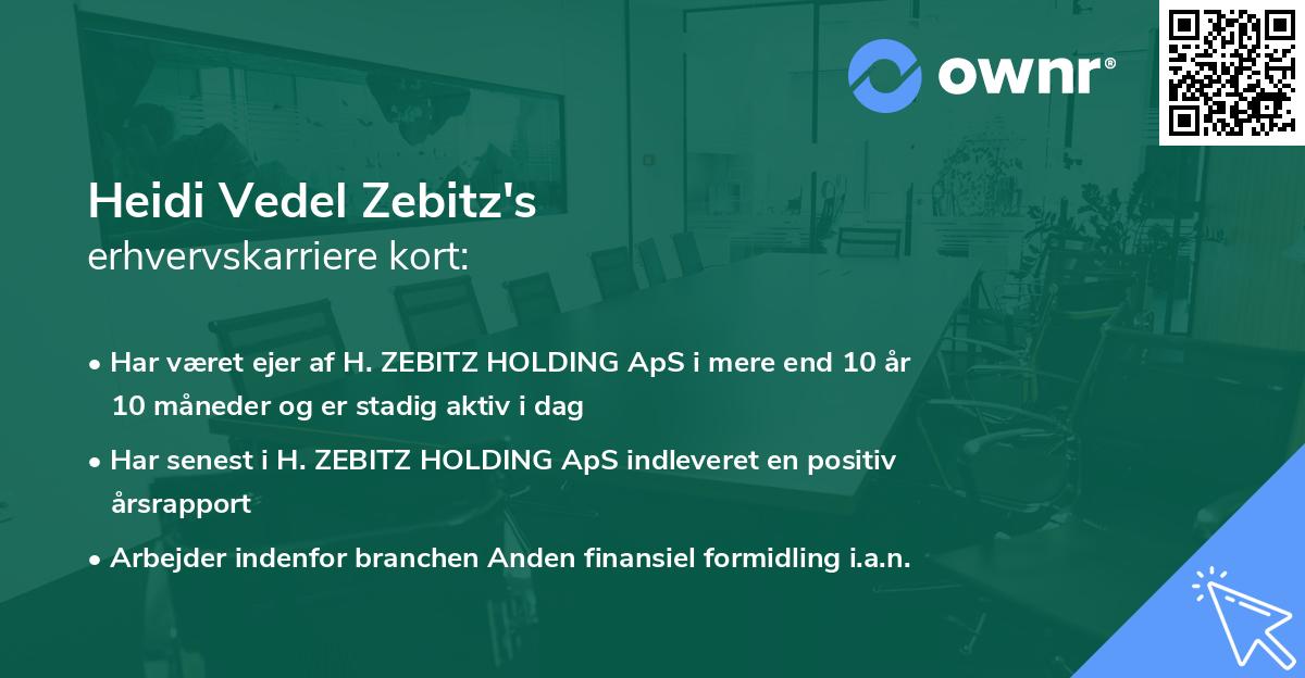 Heidi Vedel Zebitz's erhvervskarriere kort