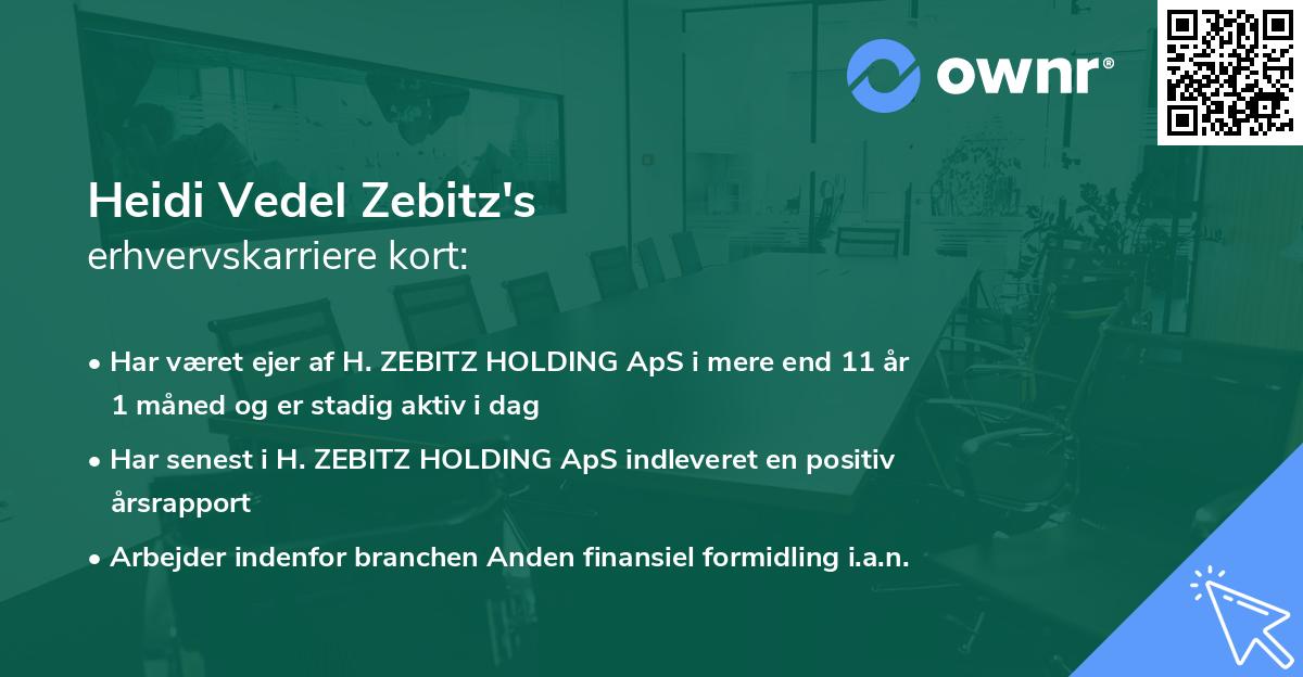 Heidi Vedel Zebitz's erhvervskarriere kort