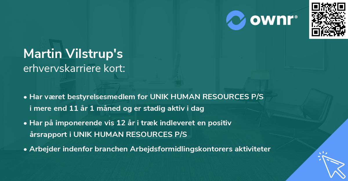 Martin Vilstrup's erhvervskarriere kort