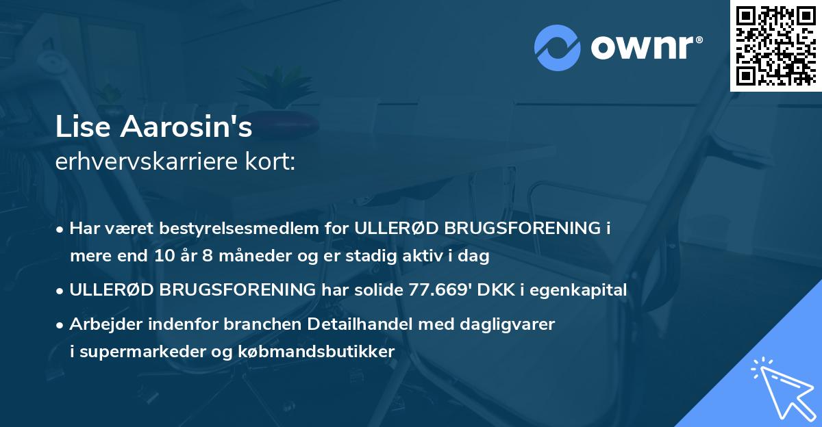 Lise Aarosin's erhvervskarriere kort