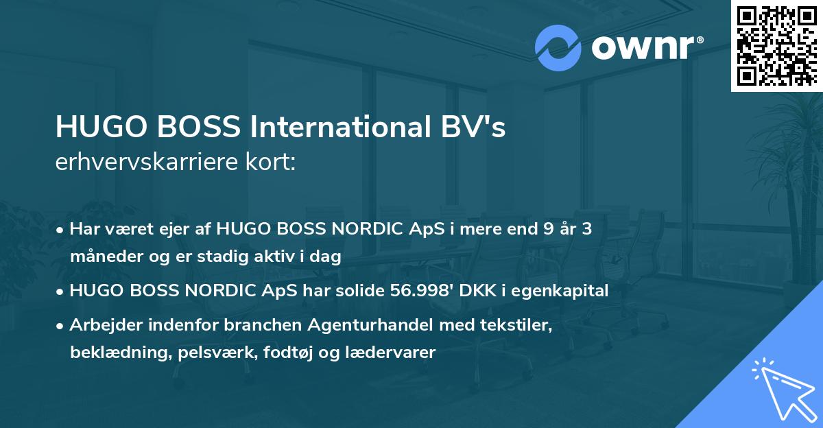 HUGO BOSS International BV's erhvervskarriere kort