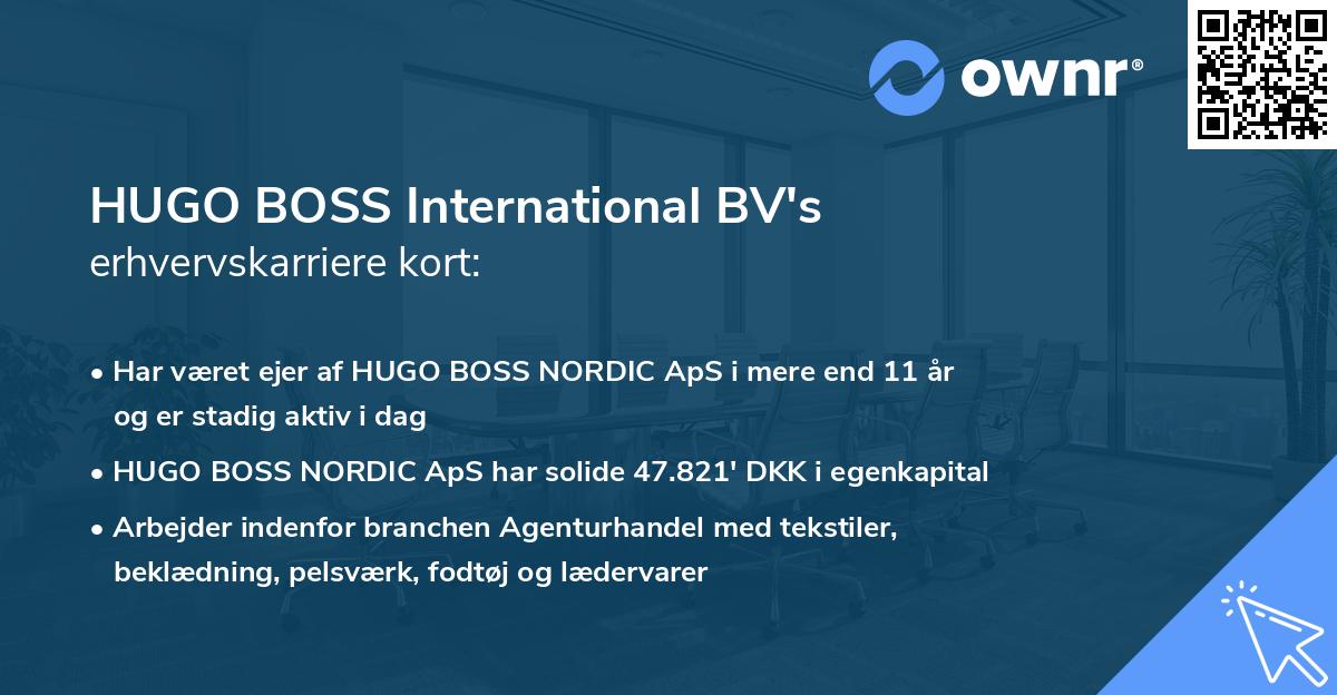 HUGO BOSS International BV's erhvervskarriere kort