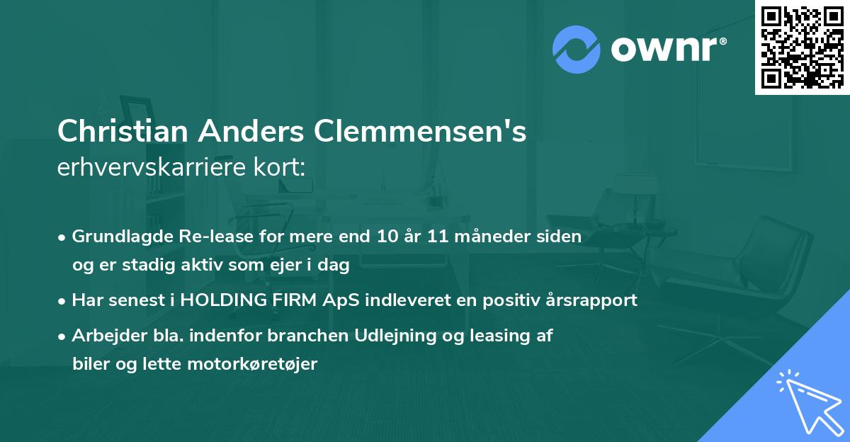 Christian Anders Clemmensen's erhvervskarriere kort