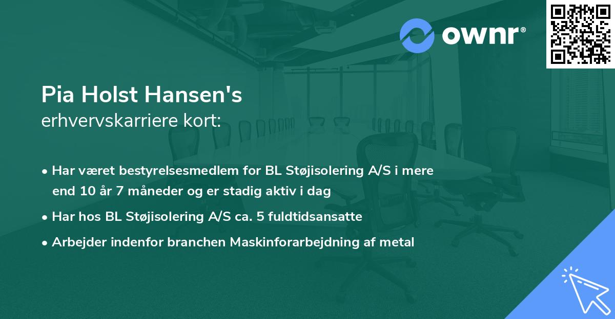 Pia Holst Hansen's erhvervskarriere kort