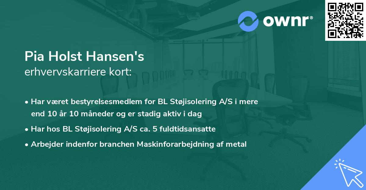 Pia Holst Hansen's erhvervskarriere kort