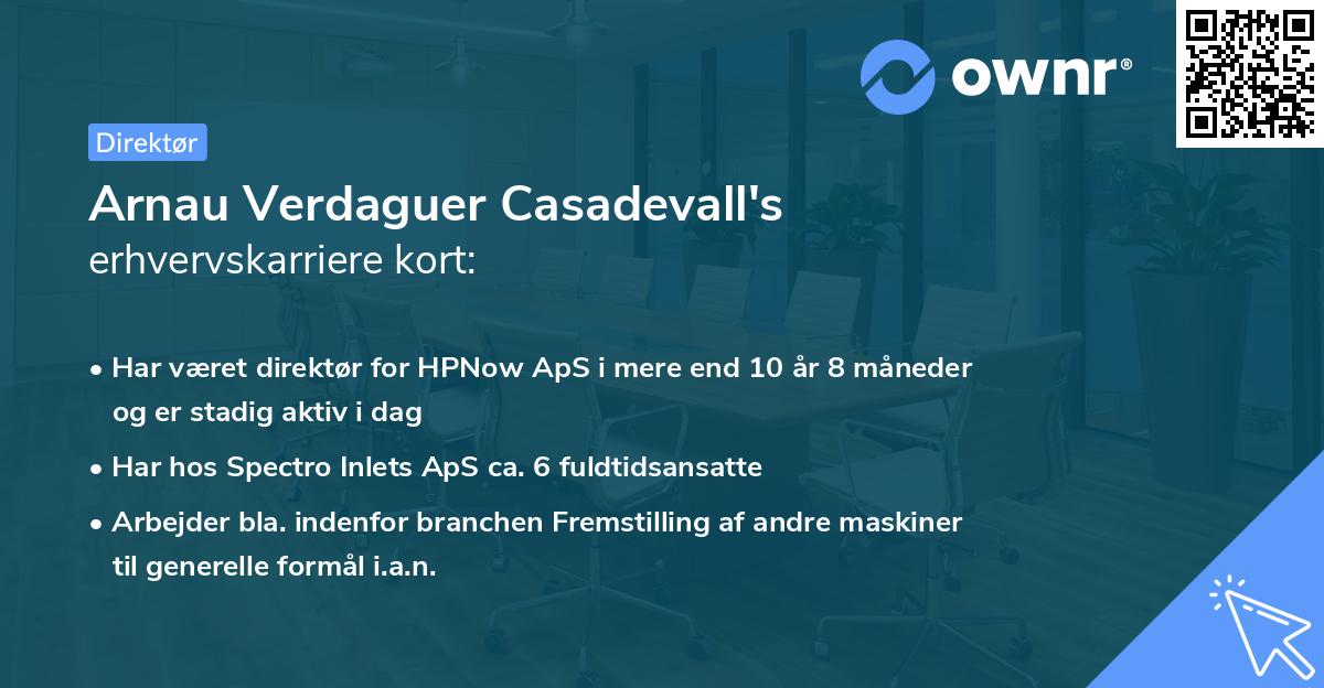 Arnau Verdaguer Casadevall's erhvervskarriere kort
