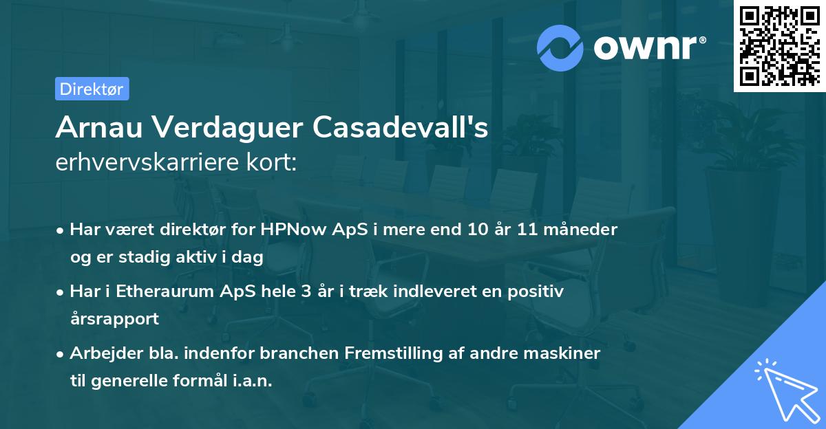 Arnau Verdaguer Casadevall's erhvervskarriere kort