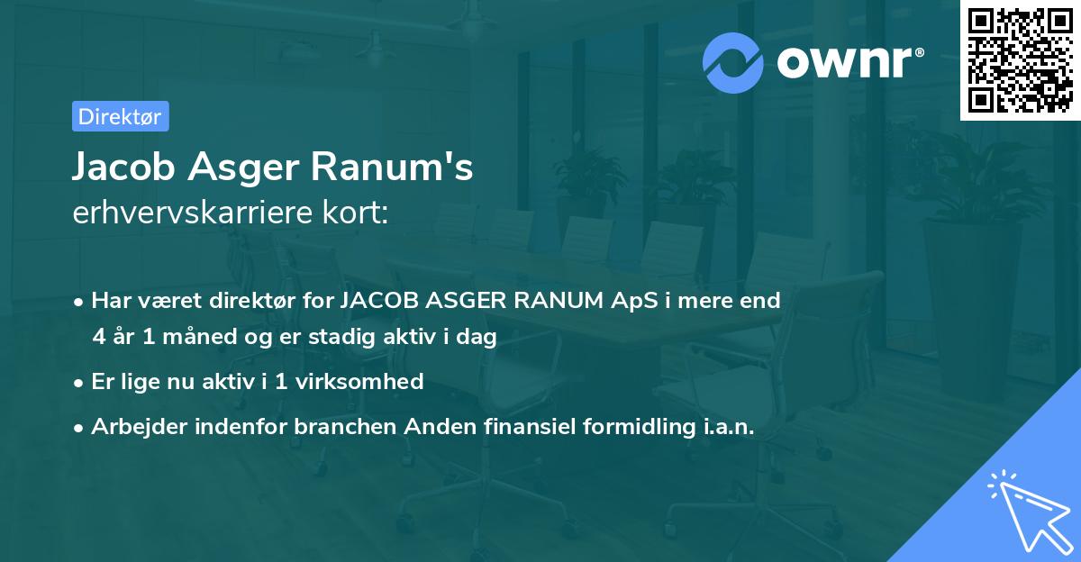 Jacob Asger Ranum's erhvervskarriere kort