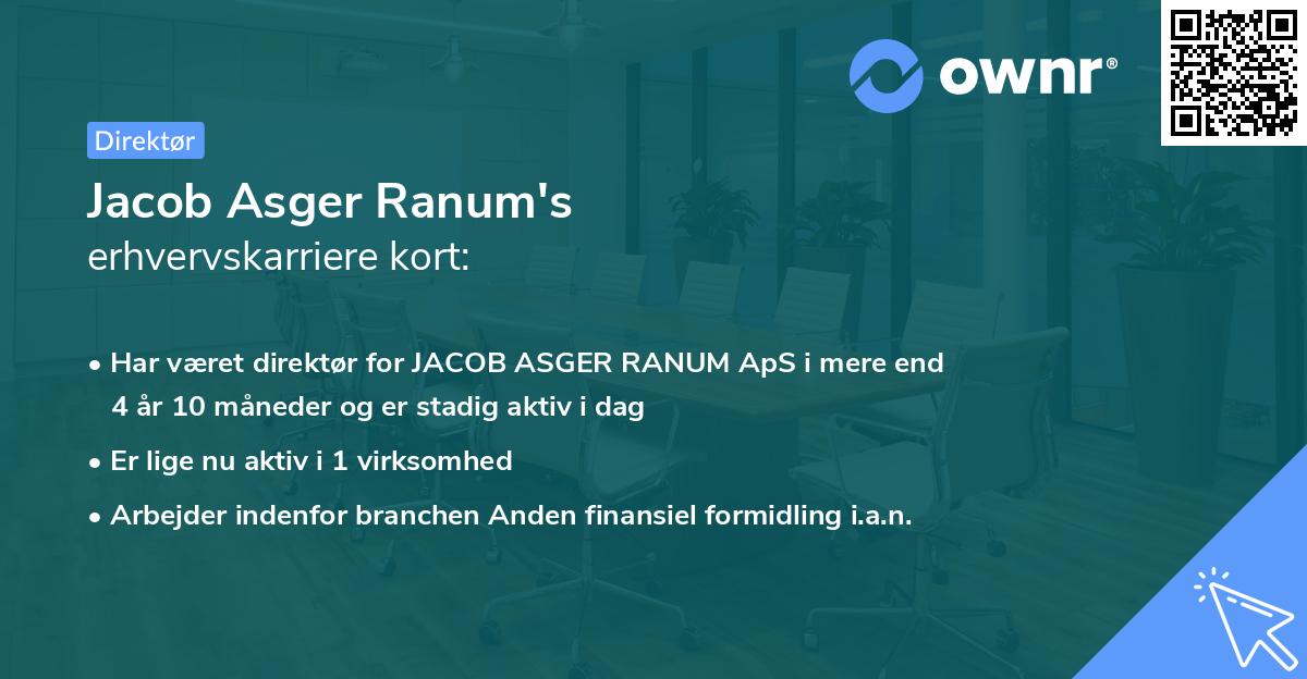 Jacob Asger Ranum's erhvervskarriere kort