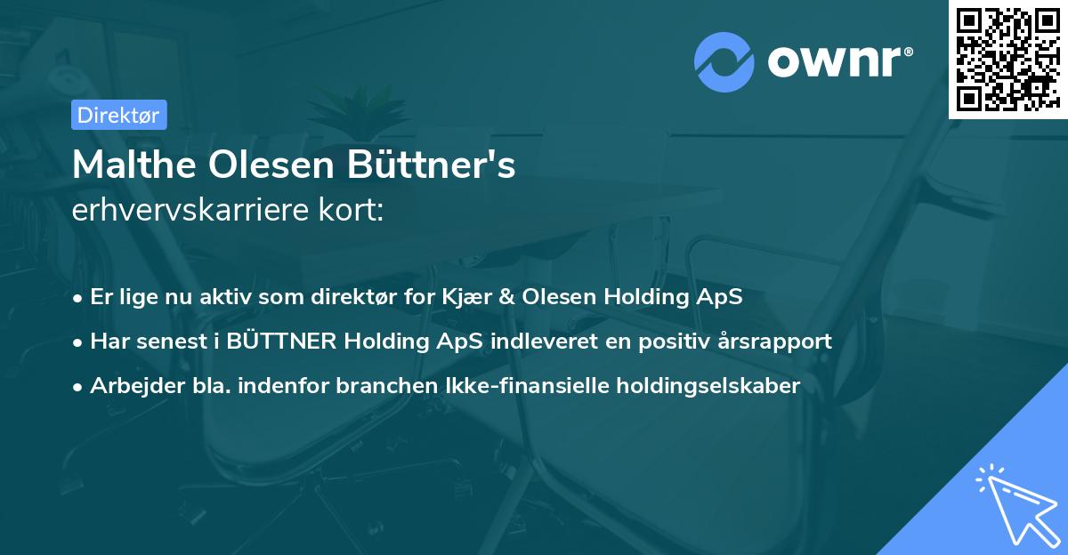 Malthe Olesen Büttner's erhvervskarriere kort