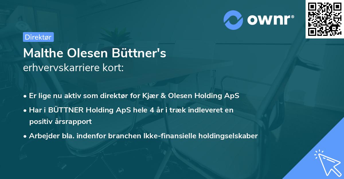 Malthe Olesen Büttner's erhvervskarriere kort