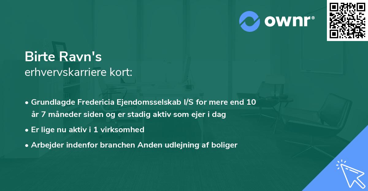 Birte Ravn's erhvervskarriere kort