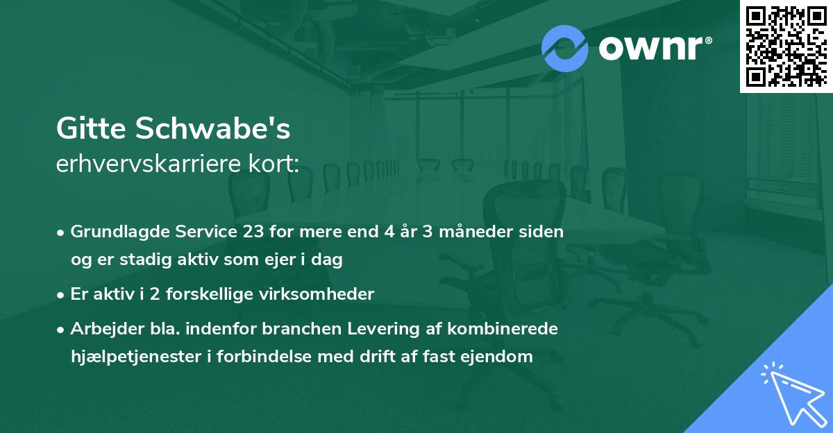 Gitte Schwabe's erhvervskarriere kort