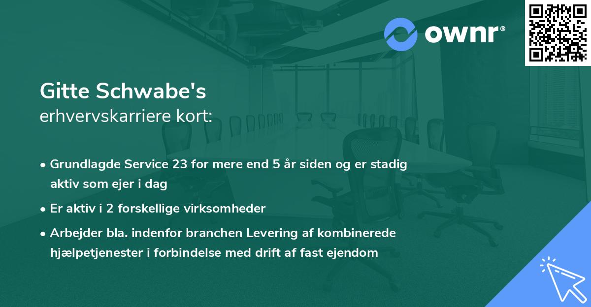Gitte Schwabe's erhvervskarriere kort