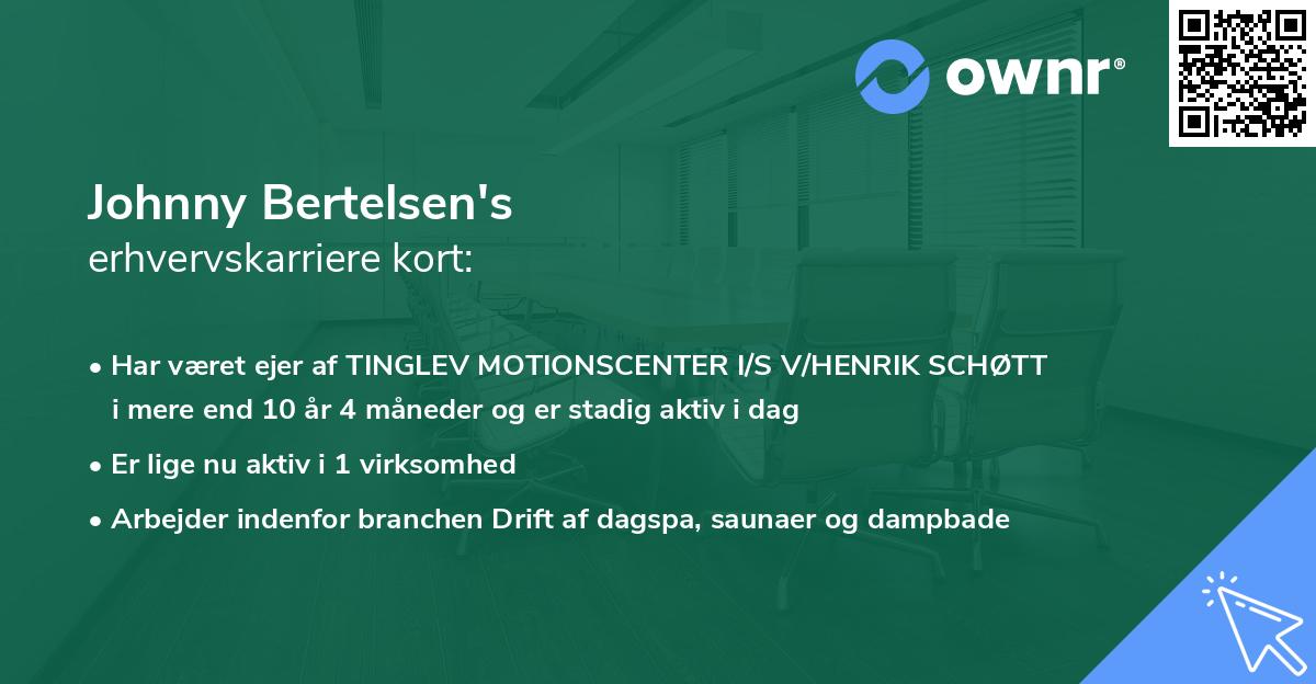 Johnny Bertelsen's erhvervskarriere kort