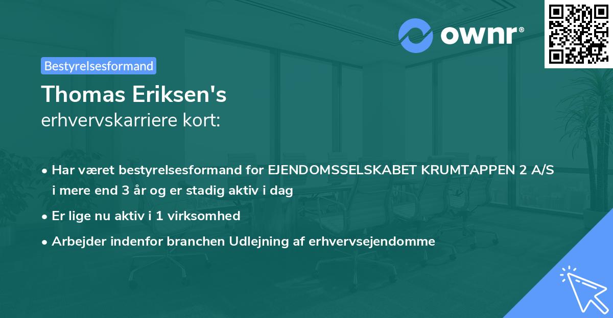 Thomas Eriksen's erhvervskarriere kort