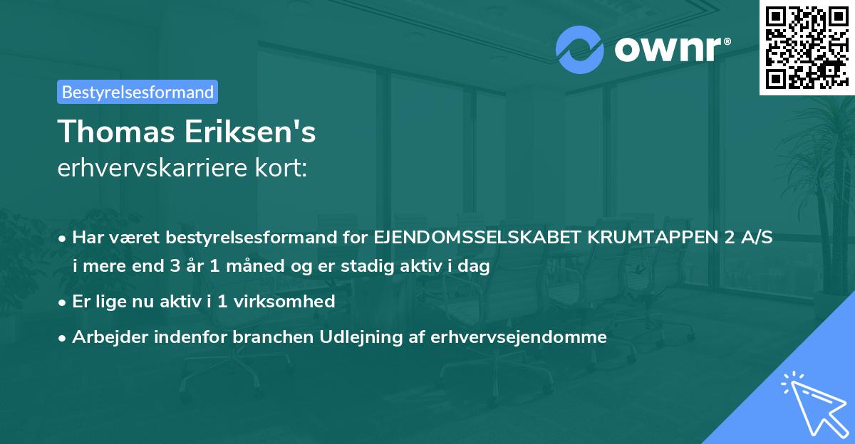 Thomas Eriksen's erhvervskarriere kort