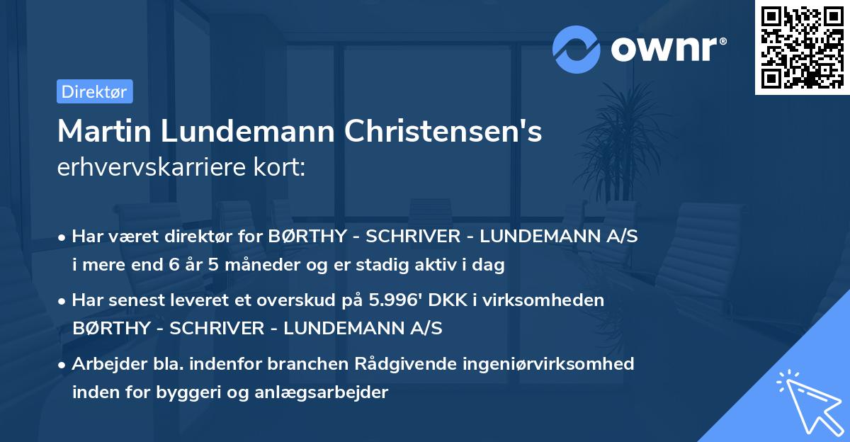 Martin Lundemann Christensen's erhvervskarriere kort