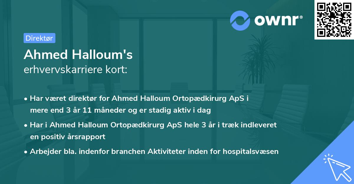 Ahmed Halloum's erhvervskarriere kort