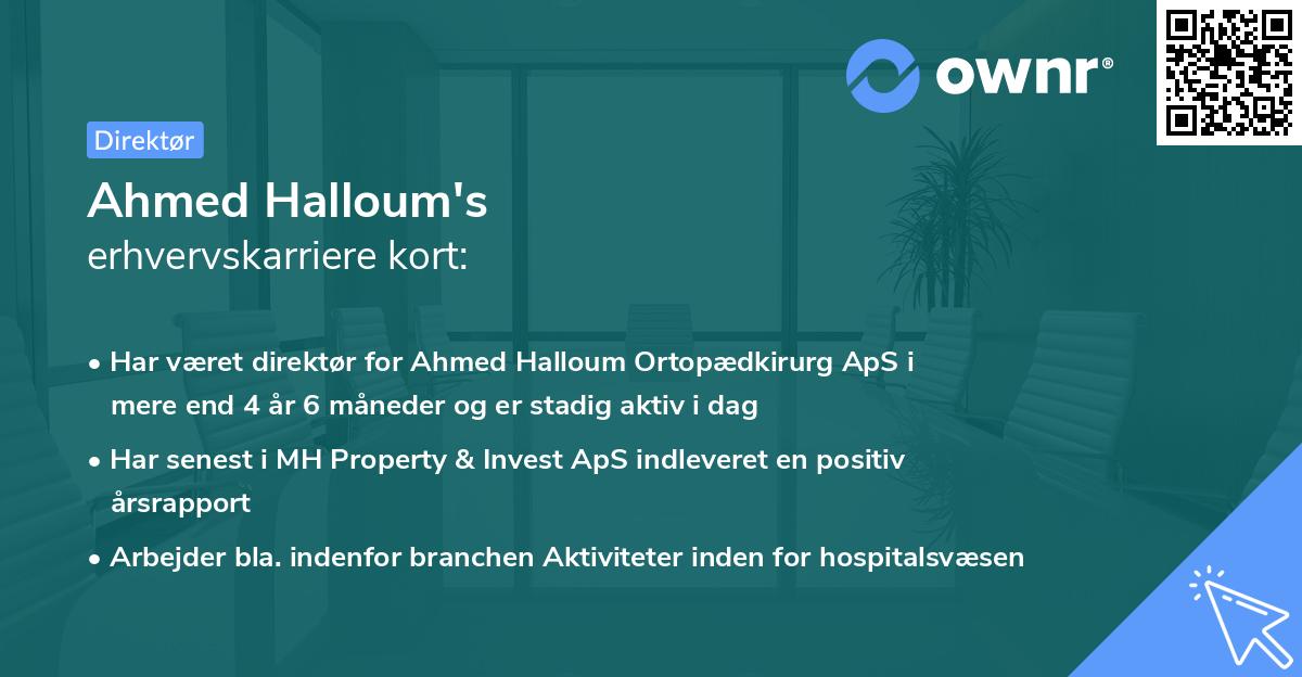 Ahmed Halloum's erhvervskarriere kort