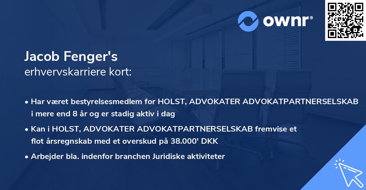 Jacob Fenger's erhvervskarriere kort