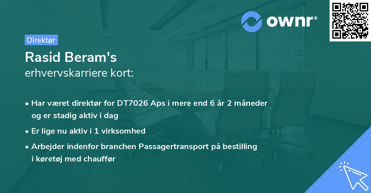 Rasid Beram's erhvervskarriere kort