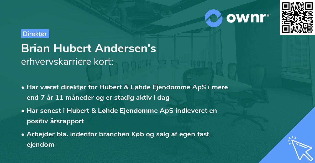 Brian Hubert Andersen's erhvervskarriere kort