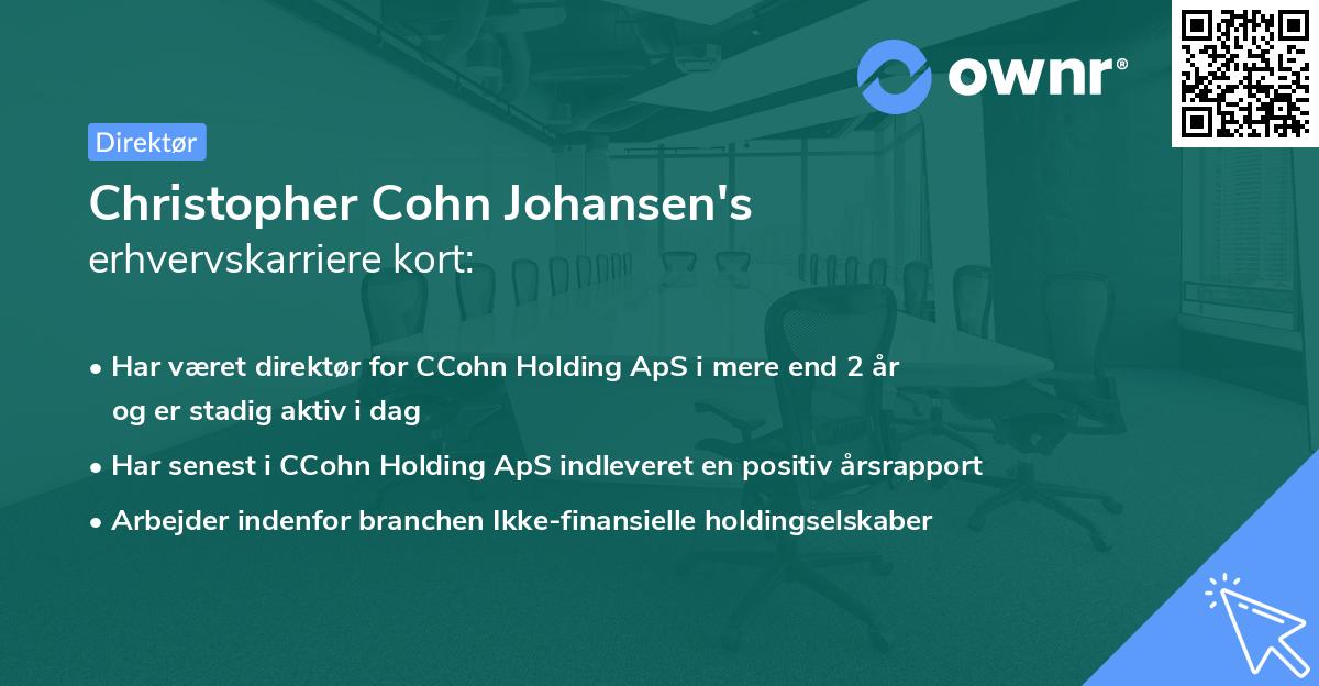 Christopher Cohn Johansen's erhvervskarriere kort