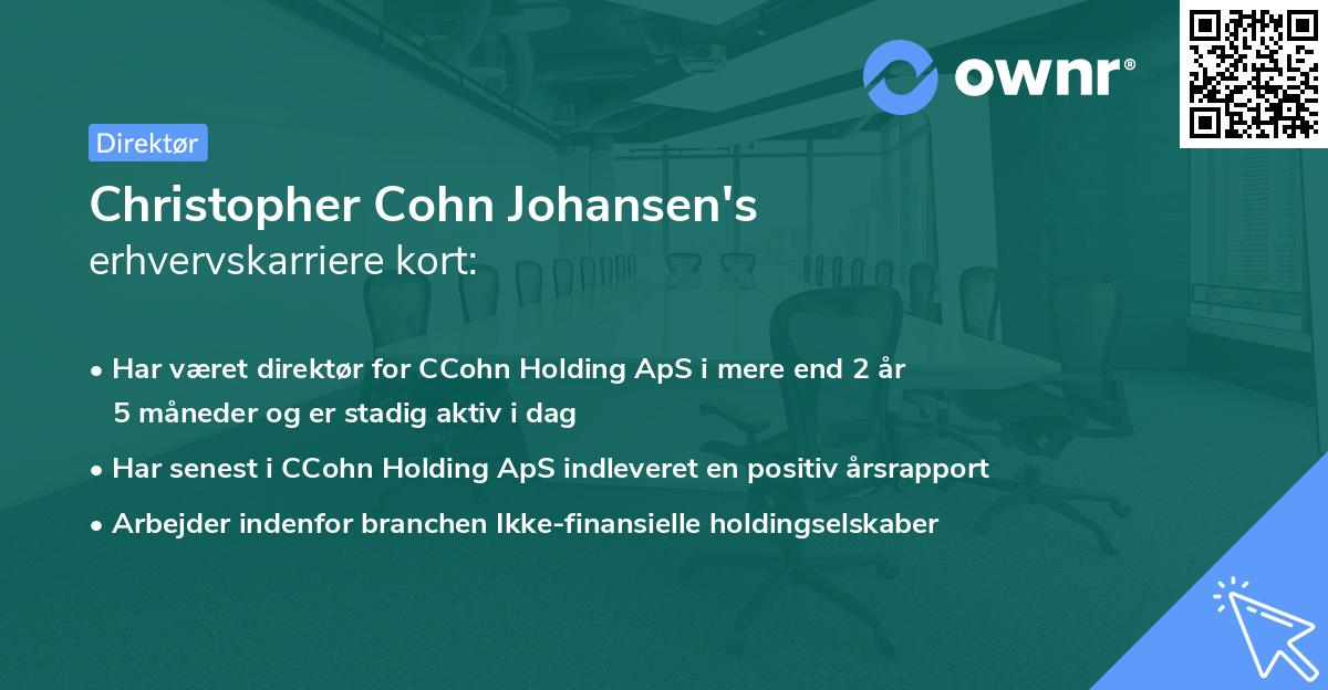 Christopher Cohn Johansen's erhvervskarriere kort