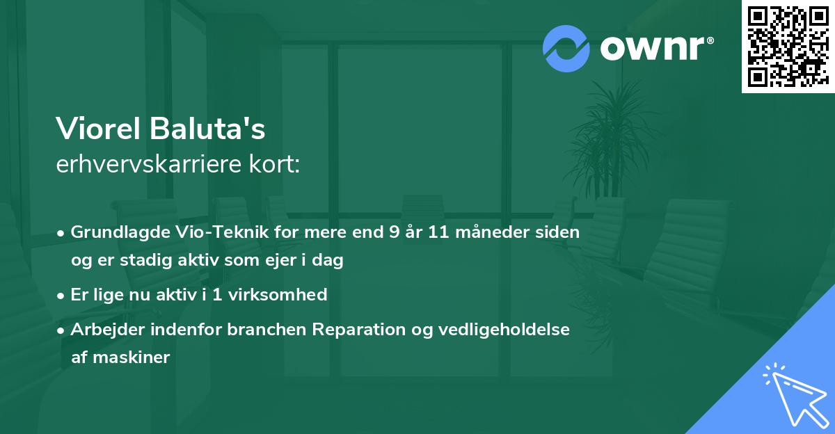 Viorel Baluta's erhvervskarriere kort