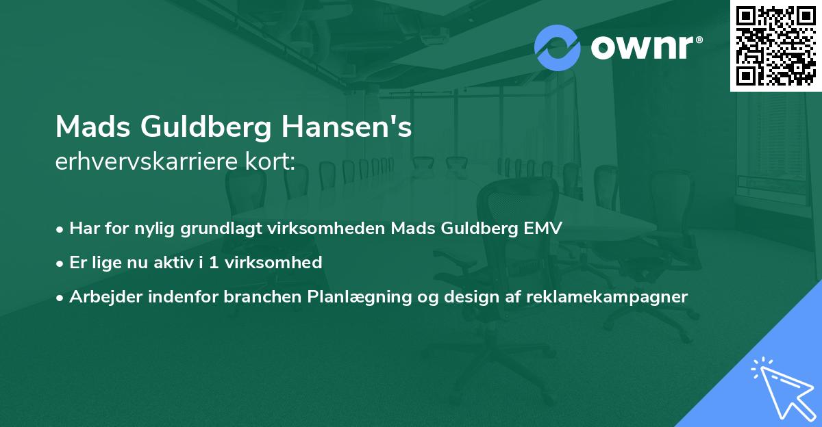 Mads Guldberg Hansen's erhvervskarriere kort